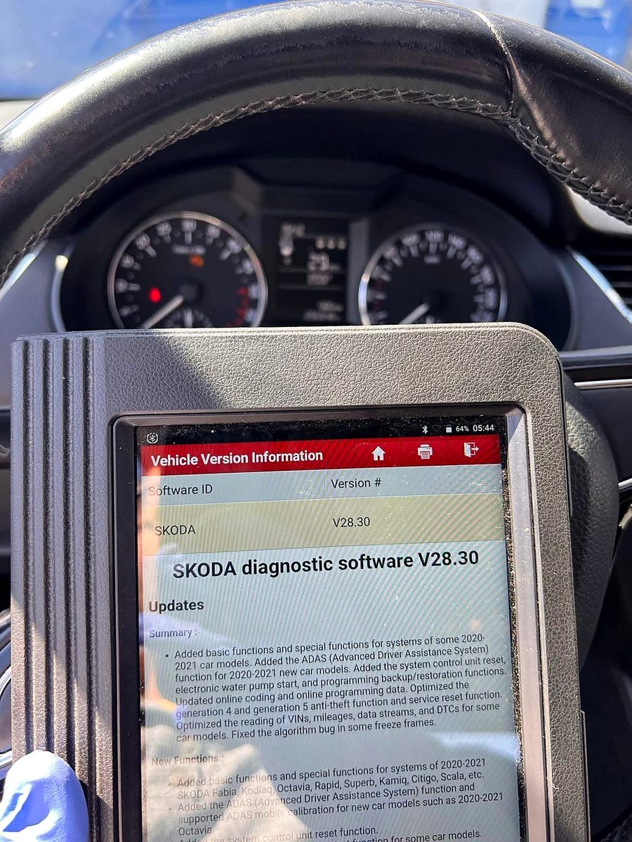 Дијагностика Škoda со дијагностички уред